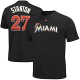 Mike Stanton #27 Youth Black Majestic Miami Marlins Name & Number T-Shirt