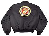 Black Marine Corps Globe & Anchor Logo MA-1 Flight Jacket
