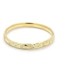 14K Yellow Gold 8mm Diamond Cut Heart 2.5 Diameter Adjustable Bangle Bracelets