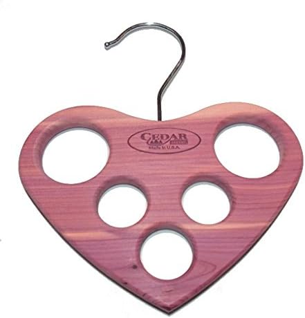 Cedar Essence Cedar Scarf Hanger 7.25" H x 6.5" W x 3/8" HEART Design 5 Hole 2 Pack