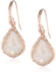 18k Gold-Plated Sterling Silver Shell and Glass Doublets Hammered Earrings