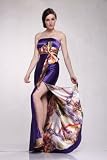 #10301 Purple Strapless High Slit Porm Evening Dress