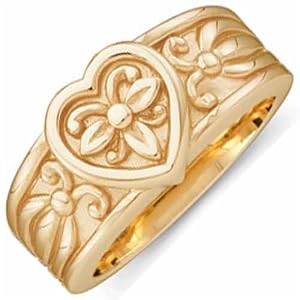 14Kt Yellow Gold Decorative Heart Fancy Ring
