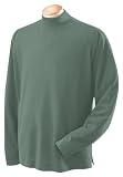 Unisex Sueded Cotton Jersey Mock Turtleneck Shirt, Color: Dill, Size: Small