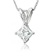GIA Certified 14k White Gold Princess Cut Solitaire Diamond Pendant Necklace (E, SI2, 2.01 carat)