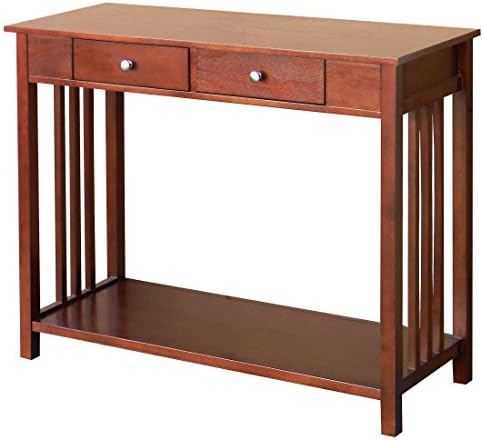 Hollydale Console Table - Rectangular Console Table - Features 2 Drawers and Open Shelf - Mission Style