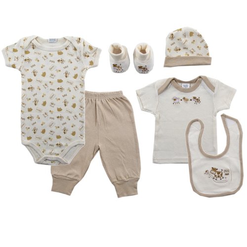 Luvable Friends 6-Piece Layette Gift Set, 0-6 Months, Brown