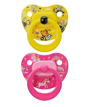 Bibi Dental Shaped Soothers 3 Pk - 'Pink & Yellow Collection' (from 6 months)