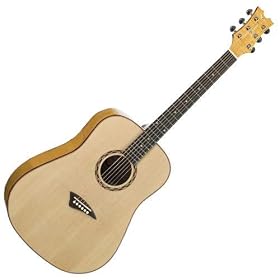 Dean Tradition Solid-Top Acoustic Guitar with Zebra Wood Back and Sides