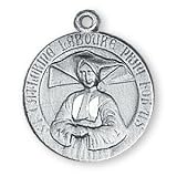 Fine Pewter Saint Catherine Laboure of The Miraculous Medal and 18-inch Chain