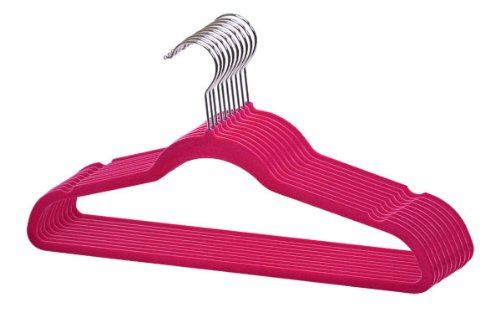 Home Basics 10-Pack Velvet Hanger, Fuschia