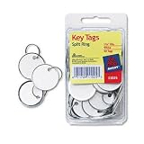 Avery 11025 Metal Rim Key Tags with Card Stock, 1 1/4 diameter - 50 per Pack (White)