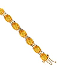 10K Yellow Gold Natural Citrine Oval Tennis Bracelet 5x7 mm stones, 7 inches