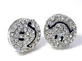 ICED Smiley Face Stud Post Earrings ~ YOU CHOOSE GOLD or SILVER