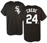 Joe Crede T-Shirt - Chicago White Sox #24 Joe Crede Name and Number S/S Black Tee