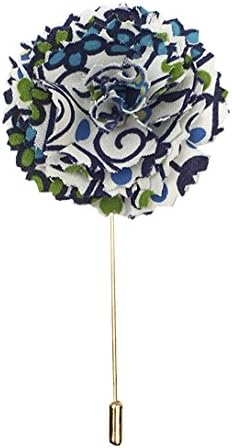 Turquoise Floral Print Men's Lapel Flower Pin by The Detailed Male