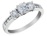 Three Stone Diamond Engagement Ring 3/4 Carat (ctw) in 14K White Gold