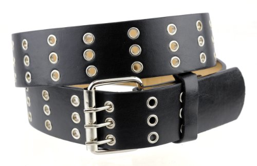 NYfashion101 Unisex Basic Leather 3 Hole Belt Plus Sizes Available 3grommetbelt
