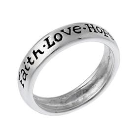 Sterling Silver 'Faith, Love, Hope' Inspirational Ring: Jewelry