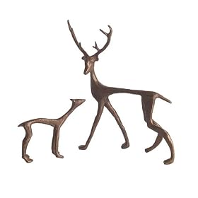 Set of Mother and Baby Deer Bronze Sculptures