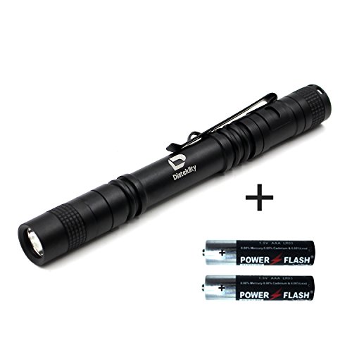 Tactical Pen Light LED Flashlight CREE XPE2-LED R3 - Mini Size for a Variety of Applications - Water Resistant Design - 100LM - Two AAA Battery Included by Diateklity (Black) Tactical Pen Light LED Flashlight CREE XPE2-LED R3 - Mini Size for a Variety of Applications - Water Resistant Design - 100LM - Two AAA Battery Included by Diateklity (Black)
