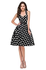 Halter Polka Dot Print Cotton Vintage Bandage Dress 