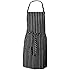 Chef Works CSBA-BCS Chalk Stripe Bib Apron with Pockets, 34-1/4-Inch Length by 27-Inch Width, Black/White