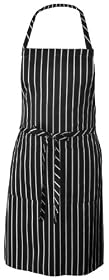 Chef Works CSBA-BCS Chalk Stripe Bib Apron with Pockets, 34-1/4-Inch Length by 27-Inch Width, Black/White