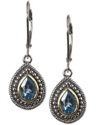 14k Gold Plated Sterling Silver 7x5 Pear Shape Fashion Leverback Stone Earrings