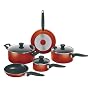 Mirro Get A Grip Aluminum Nonstick 8-Piece Cookware Set, Red