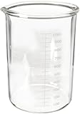 Kimble Kimax 14005-1000 Glass 1 L Heavy-Duty  Low Form Beaker, 100mL White Graduations, Double Capacity Scale, Pack of 6