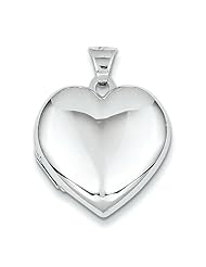 14k White Gold Polished Heart-Shaped Domed Locket
