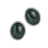 Malachite Button Earrings