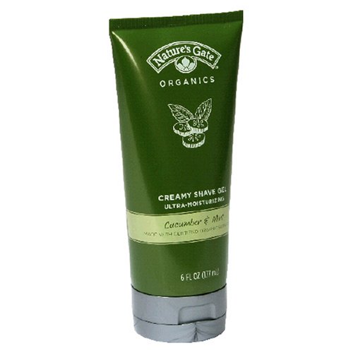 Nature's Gate Organics Creamy Shave Gel, Ultra-Moisturizing, Cucumber & Mint, 6 fl oz (177 ml) (Pack of 6)
