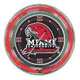 IMAGE OF New Trademark Miami University, Ohio Neon Clock 14 Inch Diameter High Polished Chrome Finish
