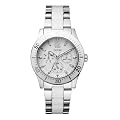 Guess Ladies Quartz Watch with White Dial Analogue Display and Multicolour Stainless Steel Strap W15067L2