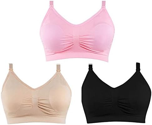 Bravado nursing bra, seamless and comfortable cotton manufacturing (XX-Large, 3 pack(black+pink+skin colour))