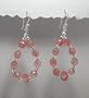 Large Sterling Silver Cherry Quartz Beaded Loop Hoop Earrings