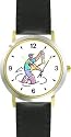 Fly Fisherman or Man in Wading Boots with Fish Fishing - WATCHBUDDY&reg; DELUXE TWO-TONE THEME WATCH - Arabic Numbers - Black Leather Strap-Children's Size-Small ( Boy's Size & Girl's Size )