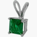 14 Karat White Gold 5mm Princess Cut Square Created Emerald Pendant