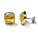 Lemon Amber Sterling Silver Square Earrings