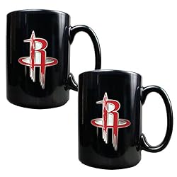 Houston Rockets 2pc Black Ceramic Mug Set - Primary Logo NBA Basketball