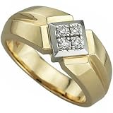 0.20 Ct.T.W. Round Brilliant Cut Diamonds, Two Tone 14Kt. Gold. Two Tone Men's Diamond Ring