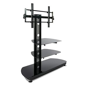 Avista Sonitus Flat Panel 55-inch TV Console with Glass Shelves, Black by