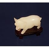 Money Pig Boar Translucent Jade Sculpture Carved Chinese Animal Zodiac Symbol