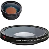 16X9 Combination Kit; EX 0.45x Professional HD Super Fisheye, & EX .75x Wide Angle Converter Auxiliary Lenses for 72mm & 82mm Front thread Cameras