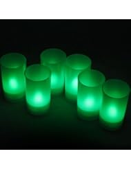 Daffodil LEC006G - 6 Green LED Tealights - Flameless Candles with Holders