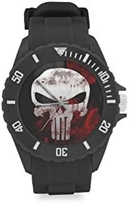 Friends Gifts All Saint's Day Gifts Blood And Punisher Skull Round Rubber Sport Watch