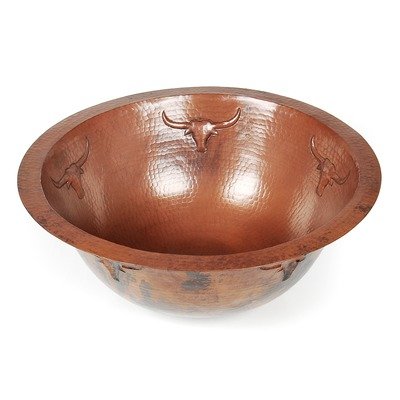 Longhorn Round Copper Undermount Sink Finish: Shiny Copper, Edge: Rolled