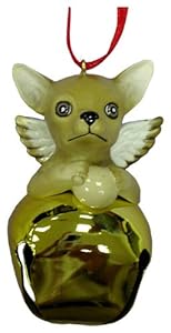 #!Cheap Cute Christmas Holiday Chihuahua Dog Gold Ornament Bell Figurine pup